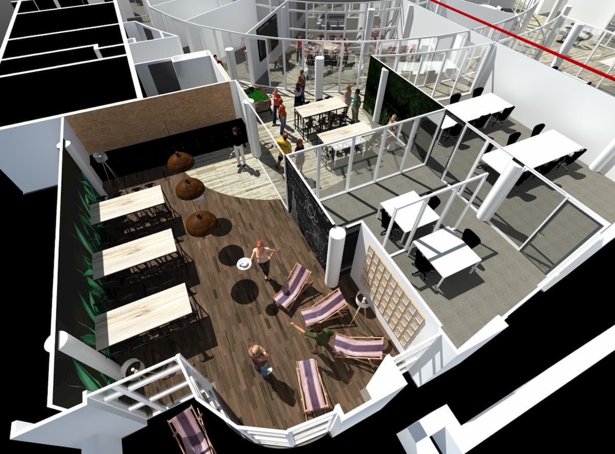 Conception 3D de plan de bureaux