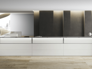 Espace accueil moderne blanc noir